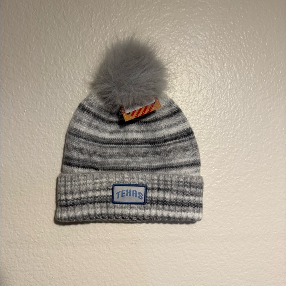 Cozy Gray Striped Knit Beanie